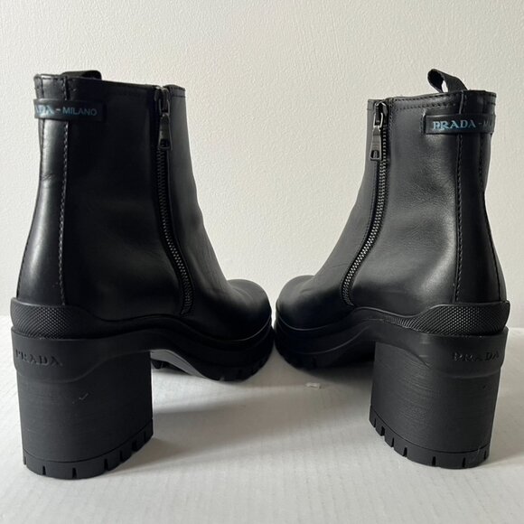 Prada Leather Lug Sole Chelsea Boots Size 9.5 - Picture 17 of 17